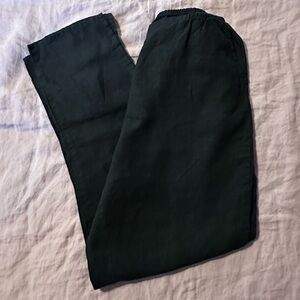 NWOT Flax Women’s Black Linen Pants With Pockets Size Large